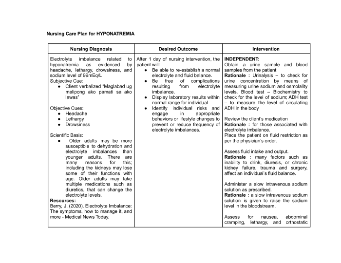 Risk for electrolyte imbalance ncp